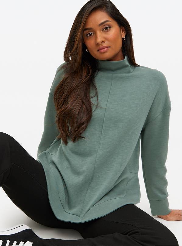 Green Funnel Neck Seam Detail Sweatshirt XXL